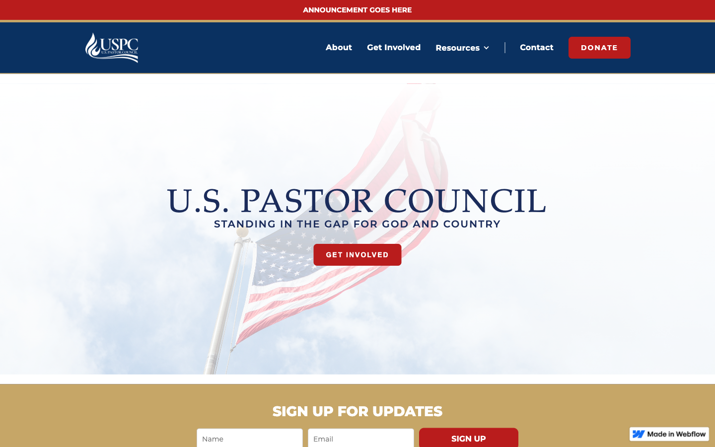 US Pastors Council website screenshot